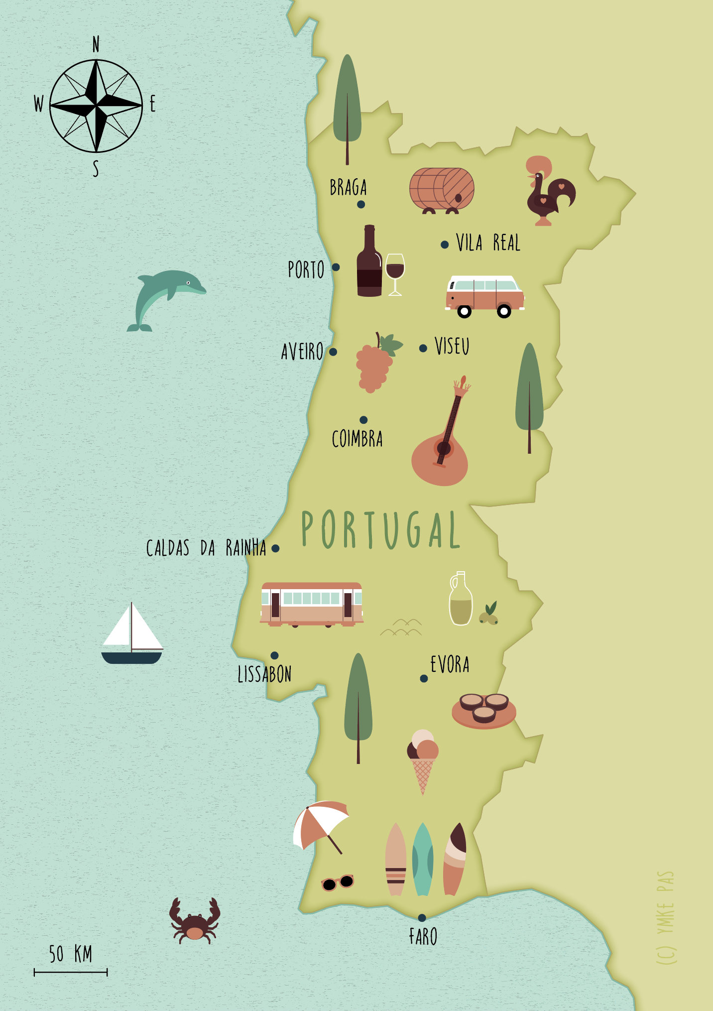 Illustrated Map of Portugal Art - Il Fullxfull.5776378153 8466