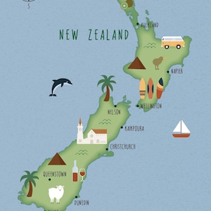 Carte postale Nouvelle-Zélande, pack de 5 cartes postales A6, carte illustrée de la Nouvelle-Zélande