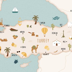 Postal de Turquía, paquete de 5 postales A6, mapa ilustrado de Turquía