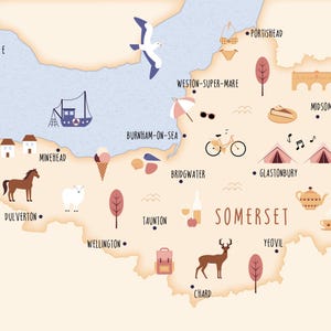 Somerset-Postkarte, Packung mit 5 Postkarten A6, illustrierte Karte von Somerset