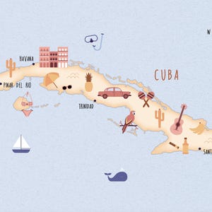 Carte postale Cuba, pack de 5 cartes postales A6, carte illustrée de Cuba