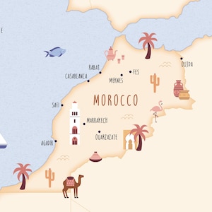 Carte postale Maroc, pack de 5 cartes postales A6, carte illustrée du Maroc