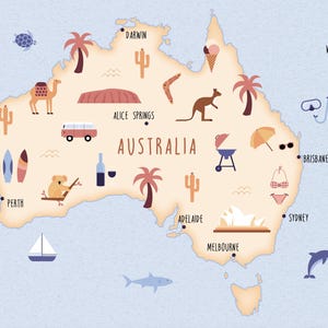 Carte postale Australie, pack de 5 cartes postales A6, carte illustrée de l'Australie