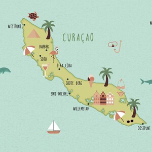 Carte postale Curaçao, pack de 5 cartes postales A6, carte illustrée de Curaçao