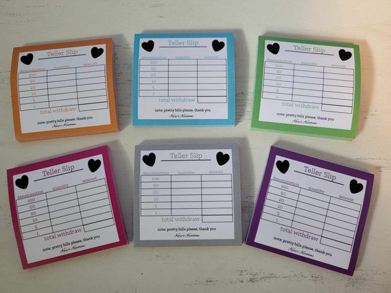 Post-It note Teller Slips