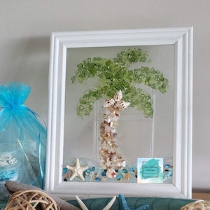 DIY Resin Art Kit: Sea Glass Palm Tree, Shell Crafting (10x12 Frame)