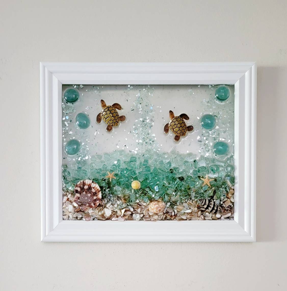 Kit, Do It Yourself DIY Resin Art Kit, Sea Glass Picture, Shell Art,  Crafting Gift, Home Crafting. Craft Kits. Turtle. 