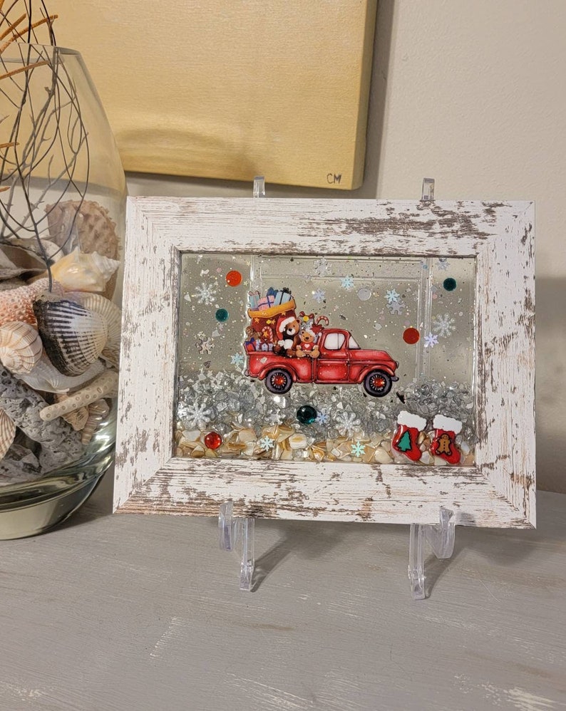Christmas Glass Art Winter Seasonal Wall Art Resin Art - Etsy