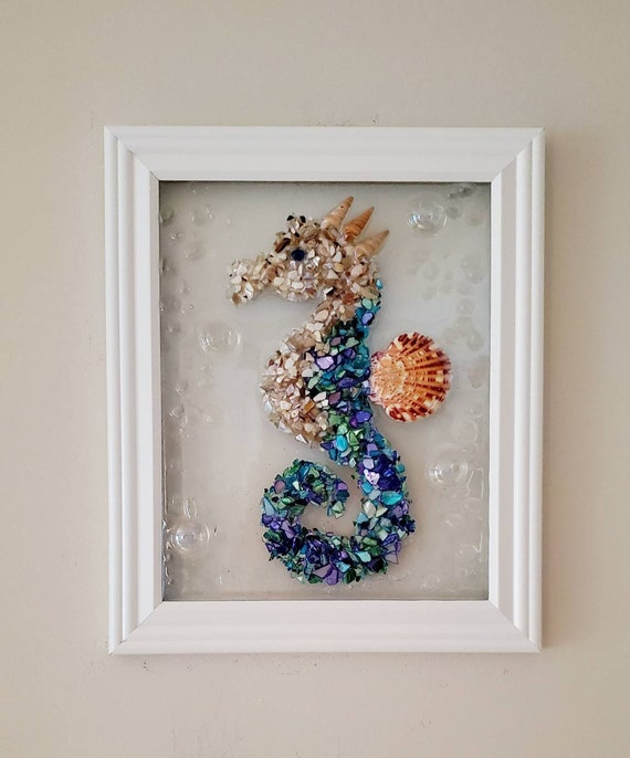 Kit, Do It Yourself DIY Resin Art Kit, Sea Glass Picture, Shell Art, Crafting  Gift, Home Crafting. Craft Kits. Seahorse. 