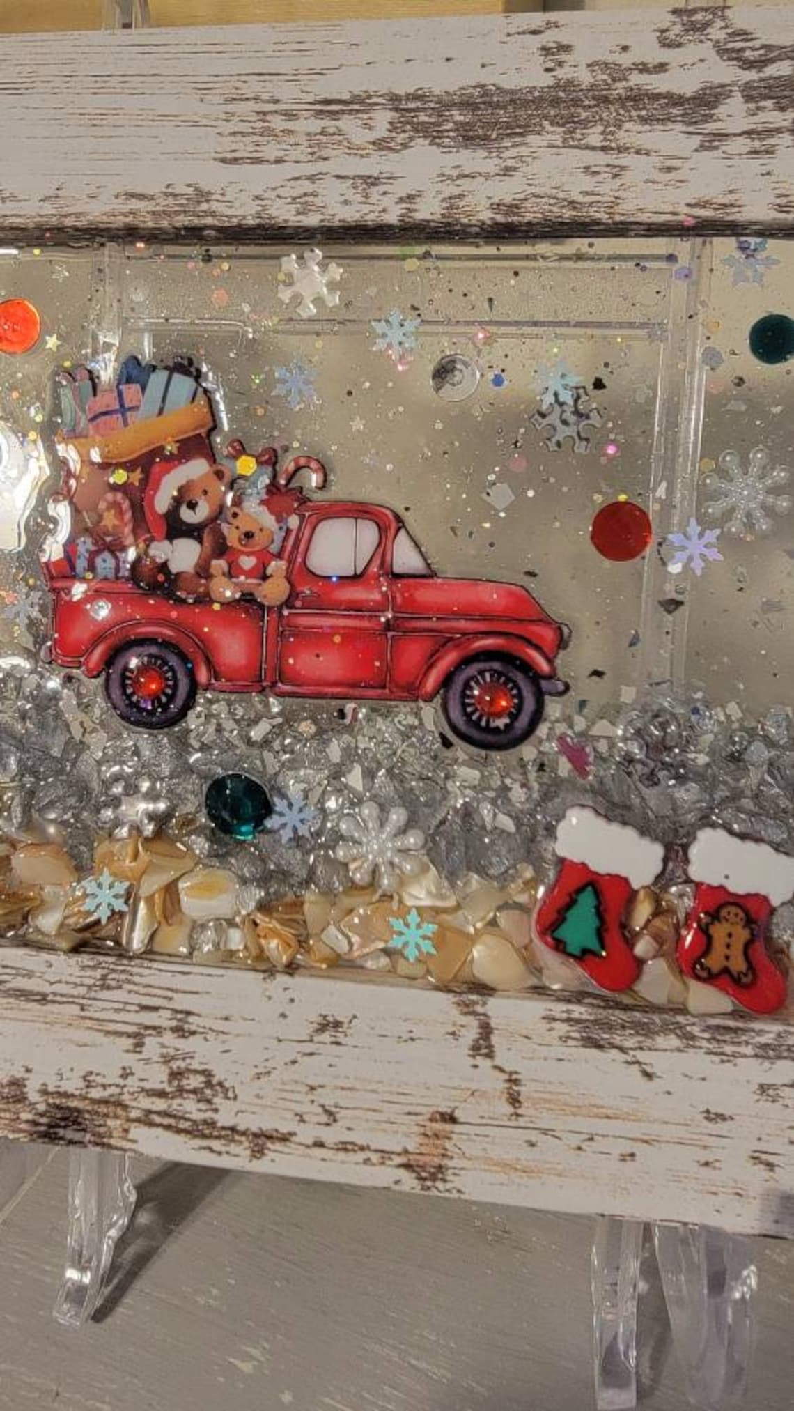 Christmas Glass Art Winter Seasonal Wall Art Resin Art Etsy