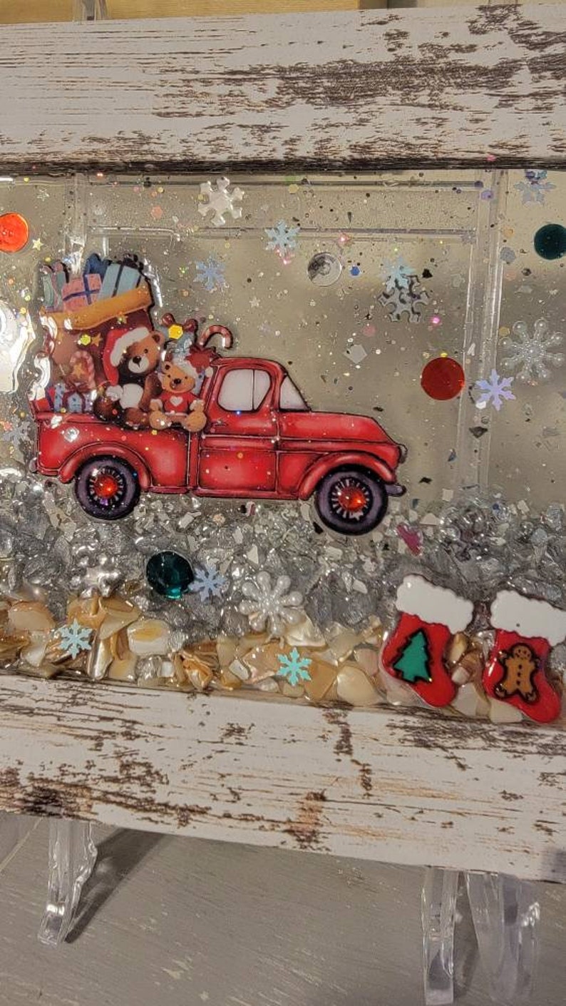 Christmas Glass Art Winter Seasonal Wall Art Resin Art - Etsy