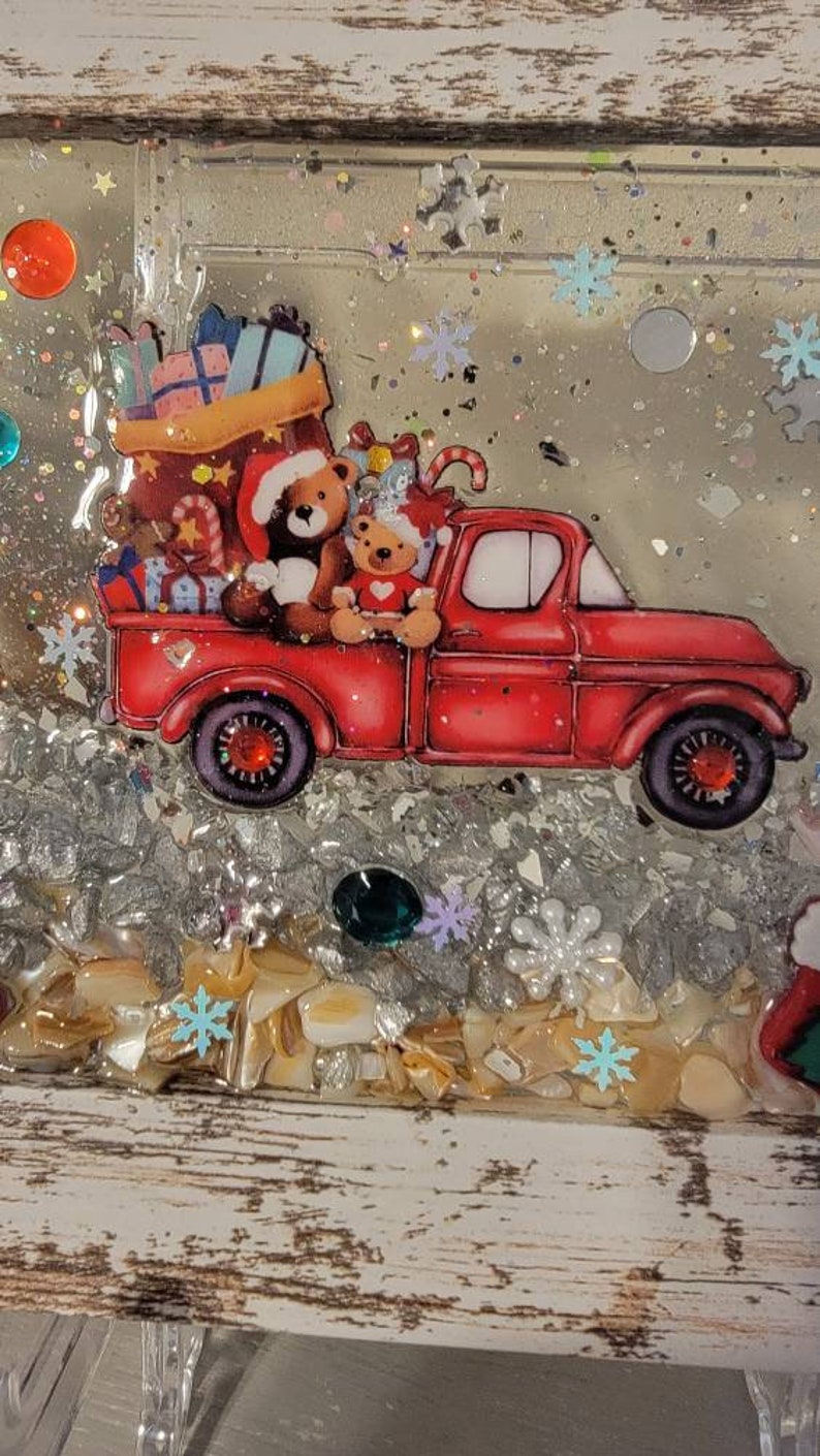 Christmas Glass Art Winter Seasonal Wall Art Resin Art - Etsy