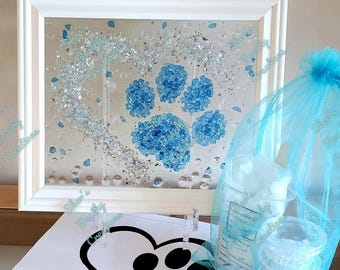DIY Resin Art Kit: Pawprint Heart, Sea Glass Picture, dog paw.