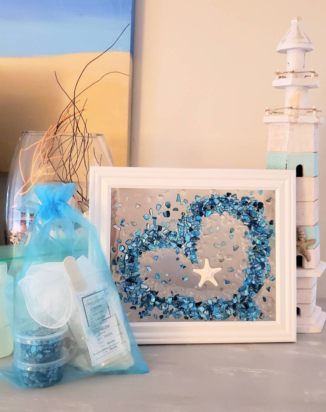 My first sea glass, crushed glass, and resin combo. I personally see it in  a nursery. What do you think? : r/resin