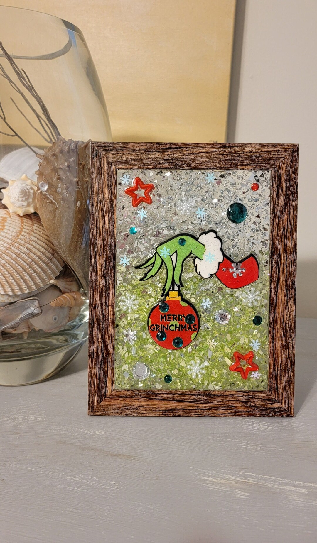 Christmas Glass Art Winter Seasonal Wall Art Resin Art Etsy