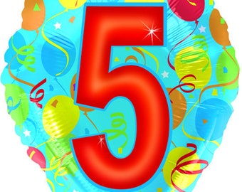 Number 5 18" Balloon, #5 Balloon, Balloon with number five 18", Fifth  Birthday, Use for Number 5,15, and so on Number Birthday Bouquet