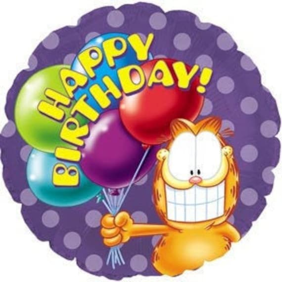 Garfield 18 Mylar Balloon Joyeux Anniversaire Garfield Etsy