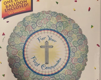1st Communion balloon 18” 1st Communion Centerpiece, 1st Communion Balloon Bouquet