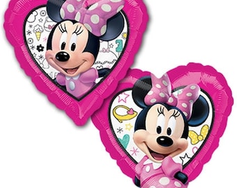 Minnie Mouse Heart Shaped 18" Happy Helper with 2 unique sides, Minnie Mouse Balloon, Baby Shower, Birthday Party, Minnie Mouse Decoration