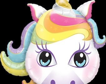 Unicorn 38" Mylar Balloon, Unicorn Head Balloon, Balloon Pillar