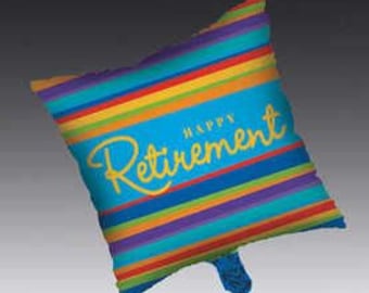 Happy Retirement Balloon 18" Square Balloon, Retirement Centerpiece, Retirement decoration, retirement balloon, retirement striped balloon