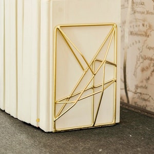 Bookends Pair Heavy Duty Gold Modern Simple Minimalist Bookends Retro vintage MidCentury Modern Abstract Geometric Gold Decor teen girl gift