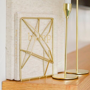 3D Bookends 2 Heavy Duty Gold Modern Simple Minimalist Bookends Retro vintage MidCentury Modern Abstract Geometric Gold Decor teen girl gift