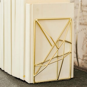 Bookends Pair Heavy Duty Gold Modern Simple Minimalist Bookends Retro vintage MidCentury Modern Abstract Geometric Gold Decor teen girl gift