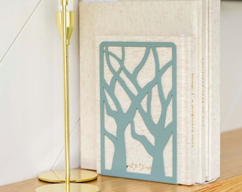 Sage Green Bookends: Modern Geometric Iron Book Ends - Pair