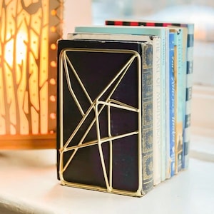 3D Bookends 2 Heavy Duty Gold Modern Simple Minimalist Bookends Retro vintage MidCentury Modern Abstract Geometric Gold Decor teen girl gift