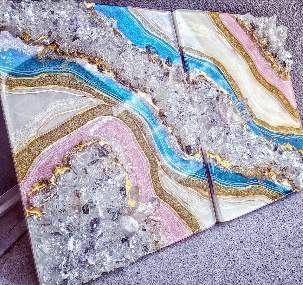 Geode painting / Blush pink geode wall decor Etsy