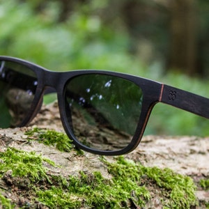 Premium Wooden Sunglasses | Polarised | Ebony | Men's & Women's | Eco-friendly | Sustainable Eyewear | Wayfarer Style | Gift | SixtySix