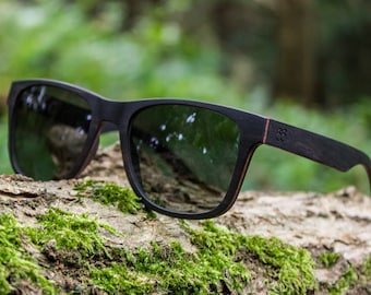 Premium houten zonnebril | Gepolariseerd | Ebbenhout | Heren en dames | Milieuvriendelijk | Duurzame brillen | Wayfarer-stijl | Cadeau | SixtySix