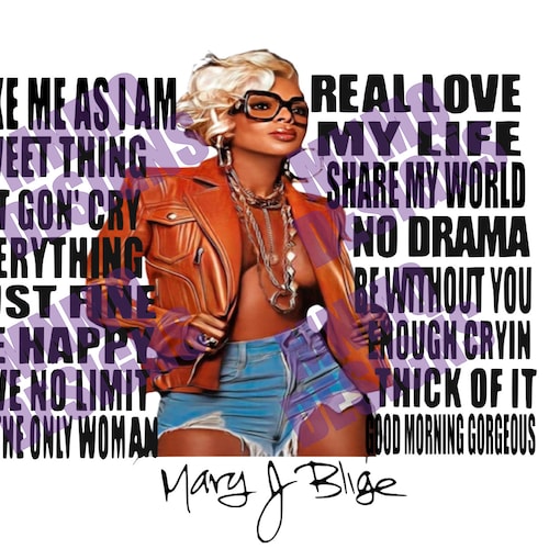 Mary J Blige PNG JPEG PDF - Etsy