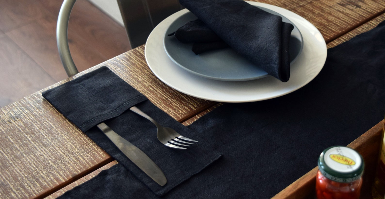 Linen cutlery case for table Cutlery covers set zero waste Etsy