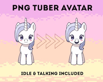 Schattige eenhoorn-png-knol-avatar | Inclusief inactief en pratend | VTuber voor beginners, png voor OBS | Streaming avatar digitale download