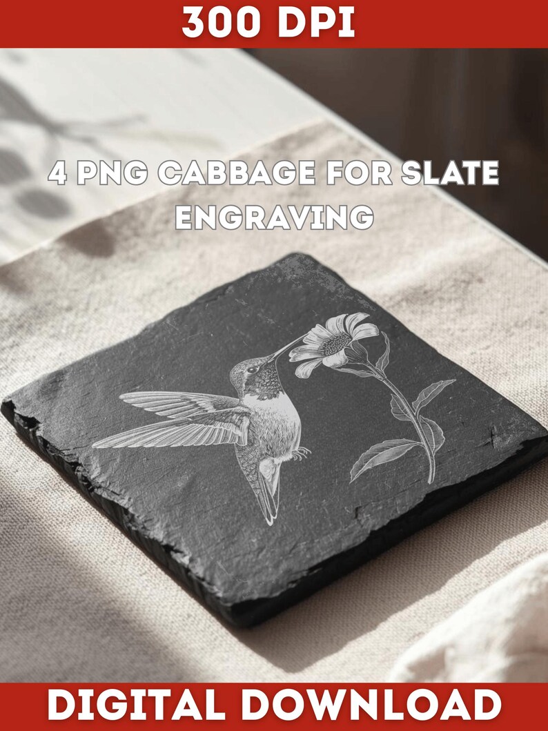 Lightburn Laser Engrave File | Hummingbird Slate PNG | 300 DPI Laser ...