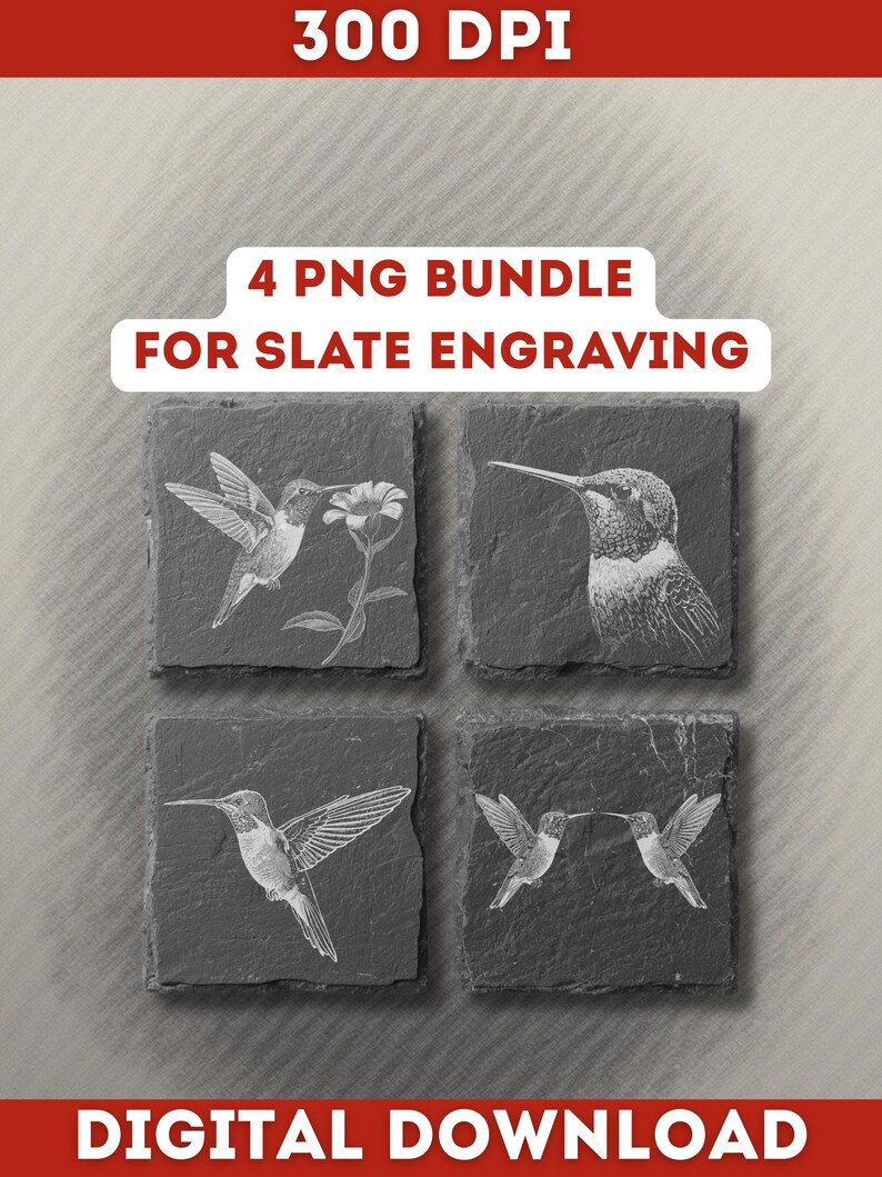 Lightburn Laser Engrave File | Hummingbird Slate PNG | 300 DPI Laser ...