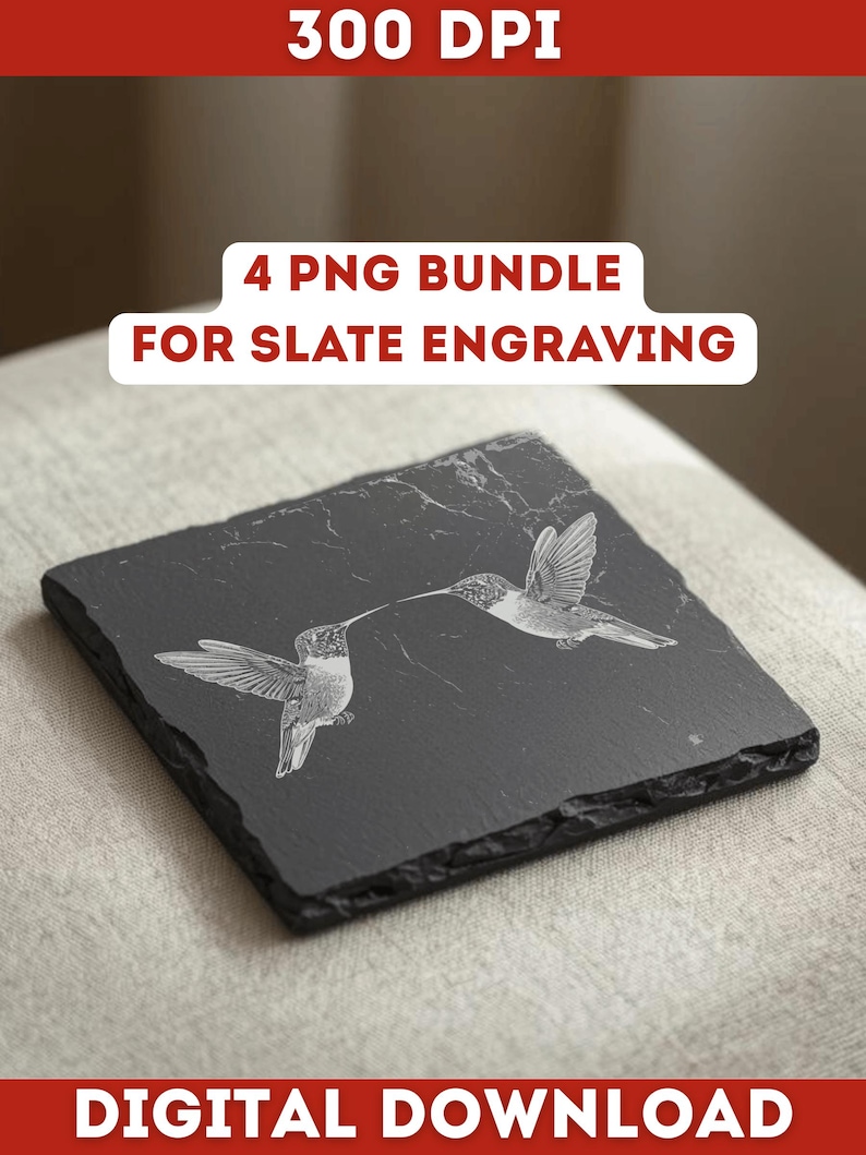 Lightburn Laser Engrave File | Hummingbird Slate PNG | 300 DPI Laser ...