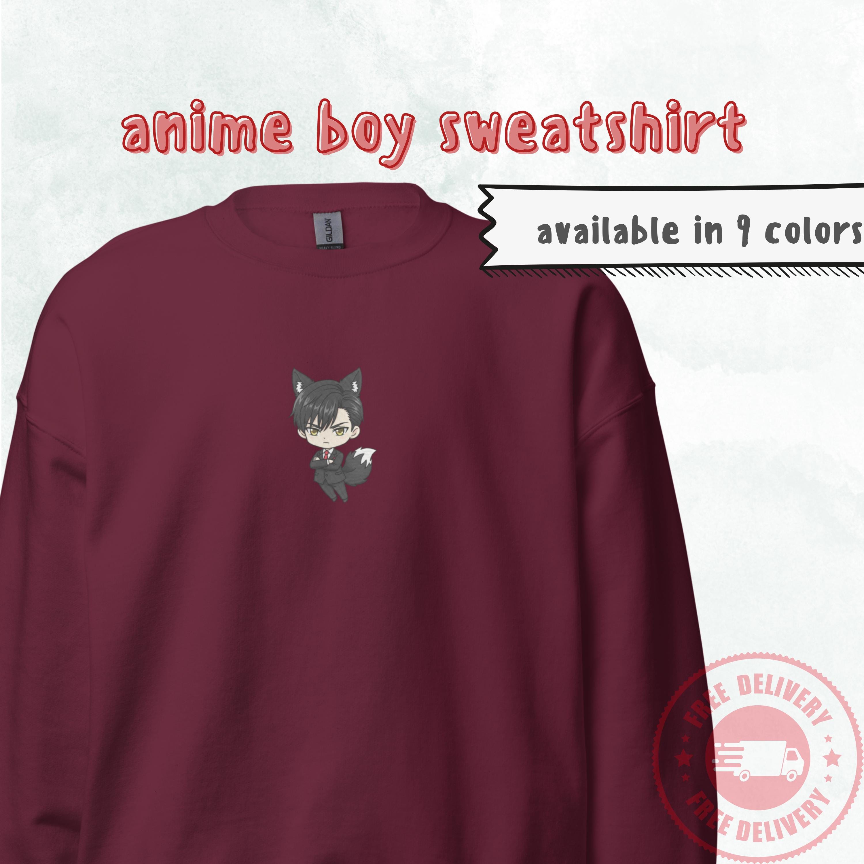 Chibi CEO Anime Boy Sweatshirt – Mysterious Fox-eared Commander
