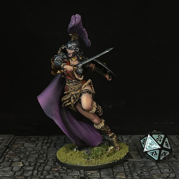 75mm Female Warrior/Barbarian/Giant - Handpainted D&D Miniature