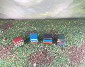 4x Book stacks, Library Scatter, Wizard Tower Scatter, Dungeon Scatter - Painted miniature - D&D - Frostgrave - Pathfinder - RPG
