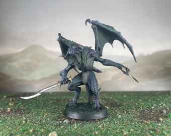Black Dragon Fiend, Half Dragon Half Devil - Painted miniature - D&D - Frostgrave - Pathfinder - RPG