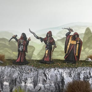 3x Cultists - Painted miniature - D&D - Frostgrave - Pathfinder - RPG