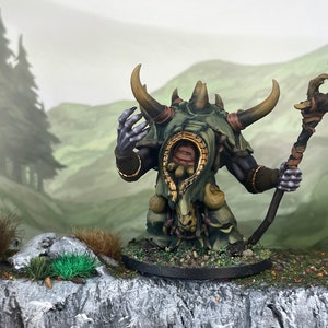 Large Tusky Shaman, Aberration, Monstrosity, Fiend, Demon, Devil, Deuslair - Painted miniature - D&D - Frostgrave - Pathfinder - RPG