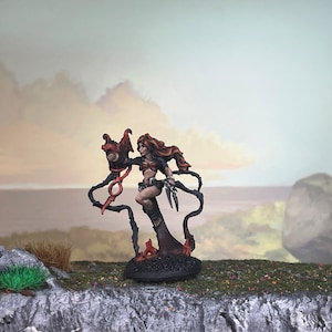 Fire sorceress, warlock, wizard, bard [Metal] - Painted miniature - D&D - Frostgrave - Pathfinder - RPG