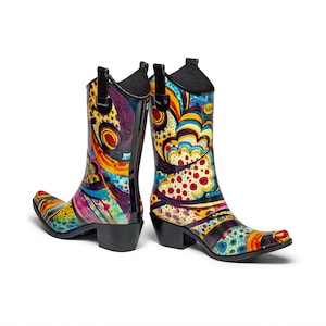 Floral Patterned Rain boot with Western Heel Talolo Floral Bliss image 3