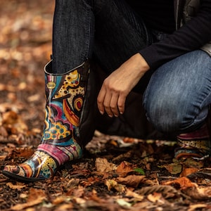 Floral Patterned Rain boot with Western Heel Talolo Floral Bliss image 7