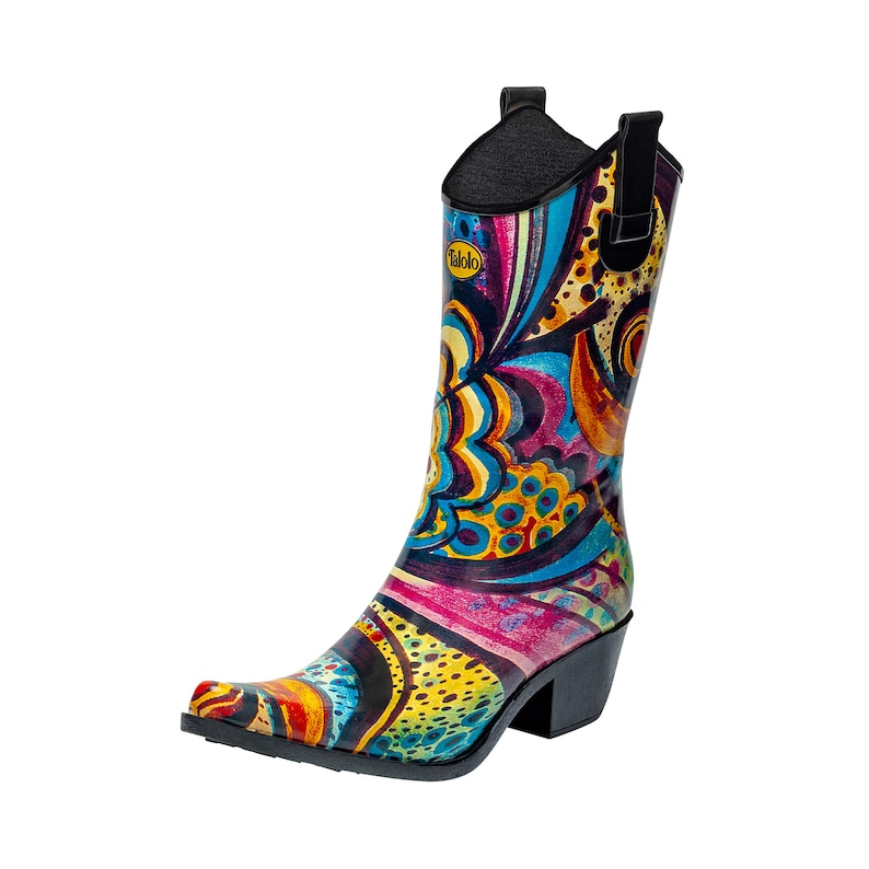 Floral Patterned Rain boot with Western Heel Talolo Floral Bliss Floral Bliss