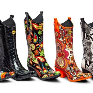 Floral Patterned Rain boot with Western Heel Talolo Floral Bliss image 8